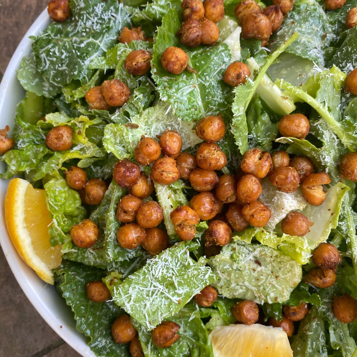 Lighted Up Caesar with Crispy Chickpea “Croutons”