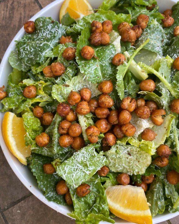 Lighted Up Caesar with Crispy Chickpea “Croutons”